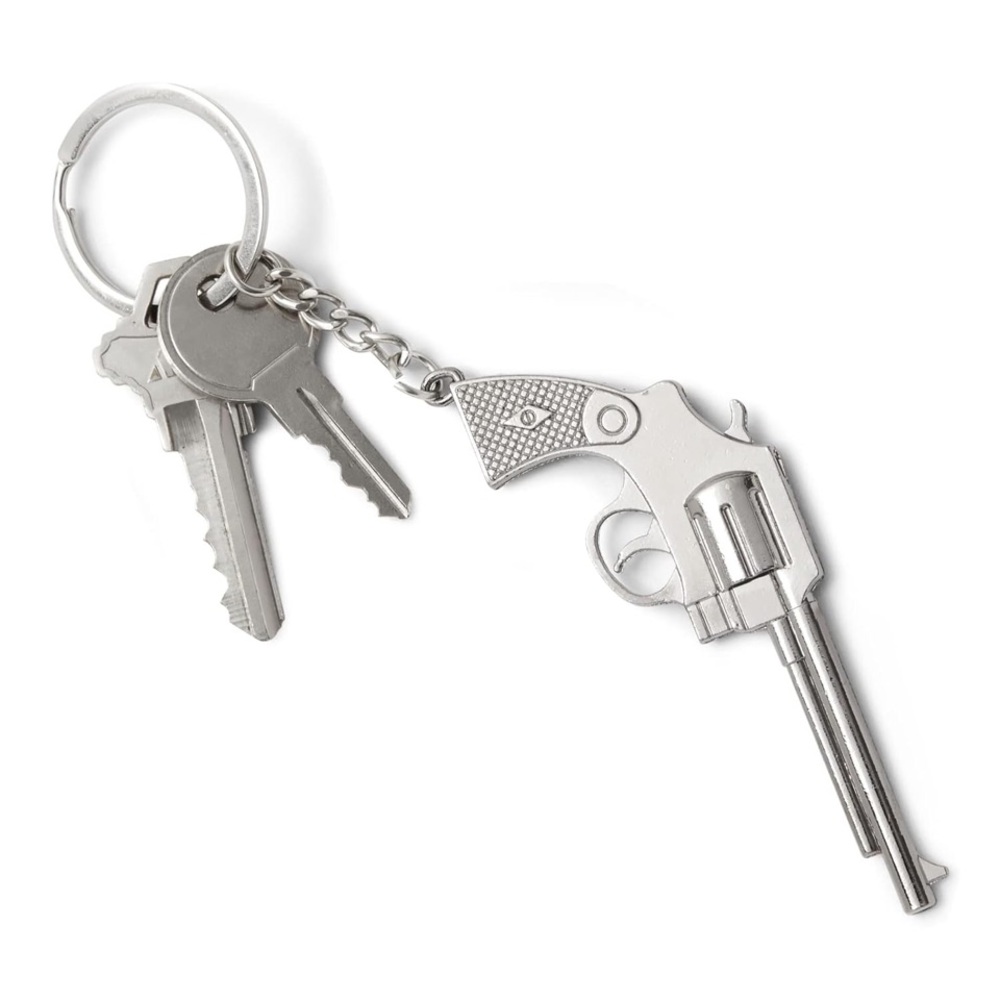 Key Chain-Juvale Gun Keychain Silver Zinc Alloy - Gun/ Pistol- Keychain nwt